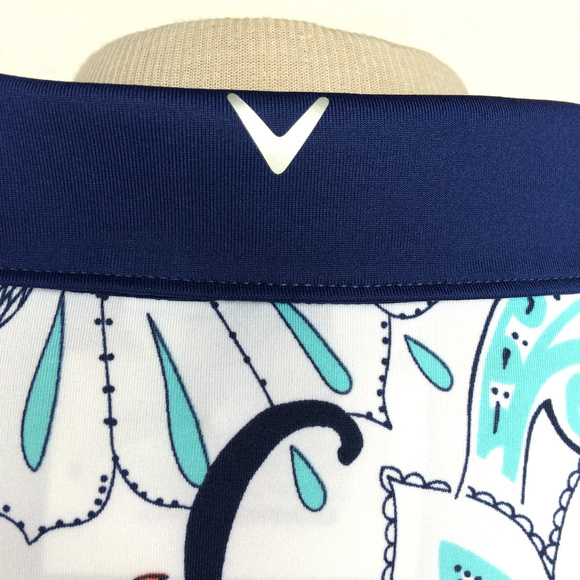 Callaway White Navy Floral Golf Polo Shirt M - Picture 4 of 5